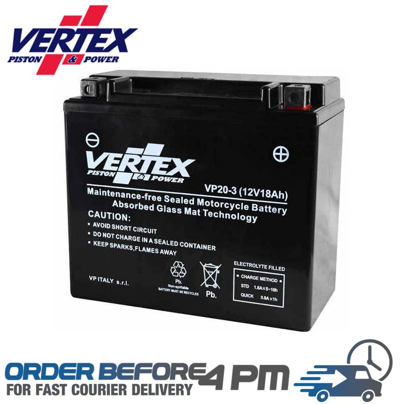 vertex pistons replacement agm motorcycle battery CTX20L-BS CTX20HL-BS YTX20-BS Motorcycle Spares UK